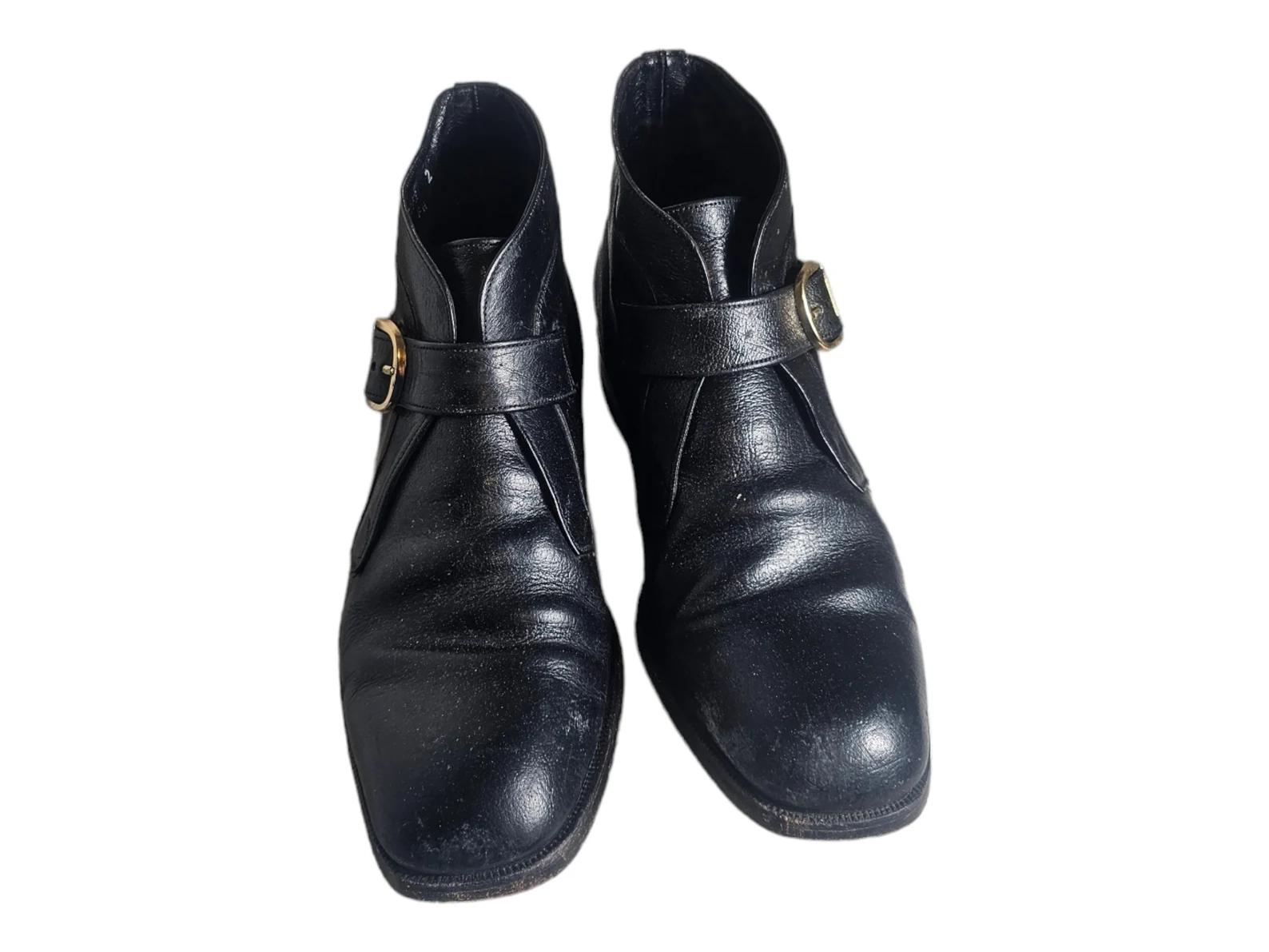 Vintage FLORSHEIM IMPERIAL Black Mens Ankle Buckle Leather Boots Size 10.5 D - Image 6