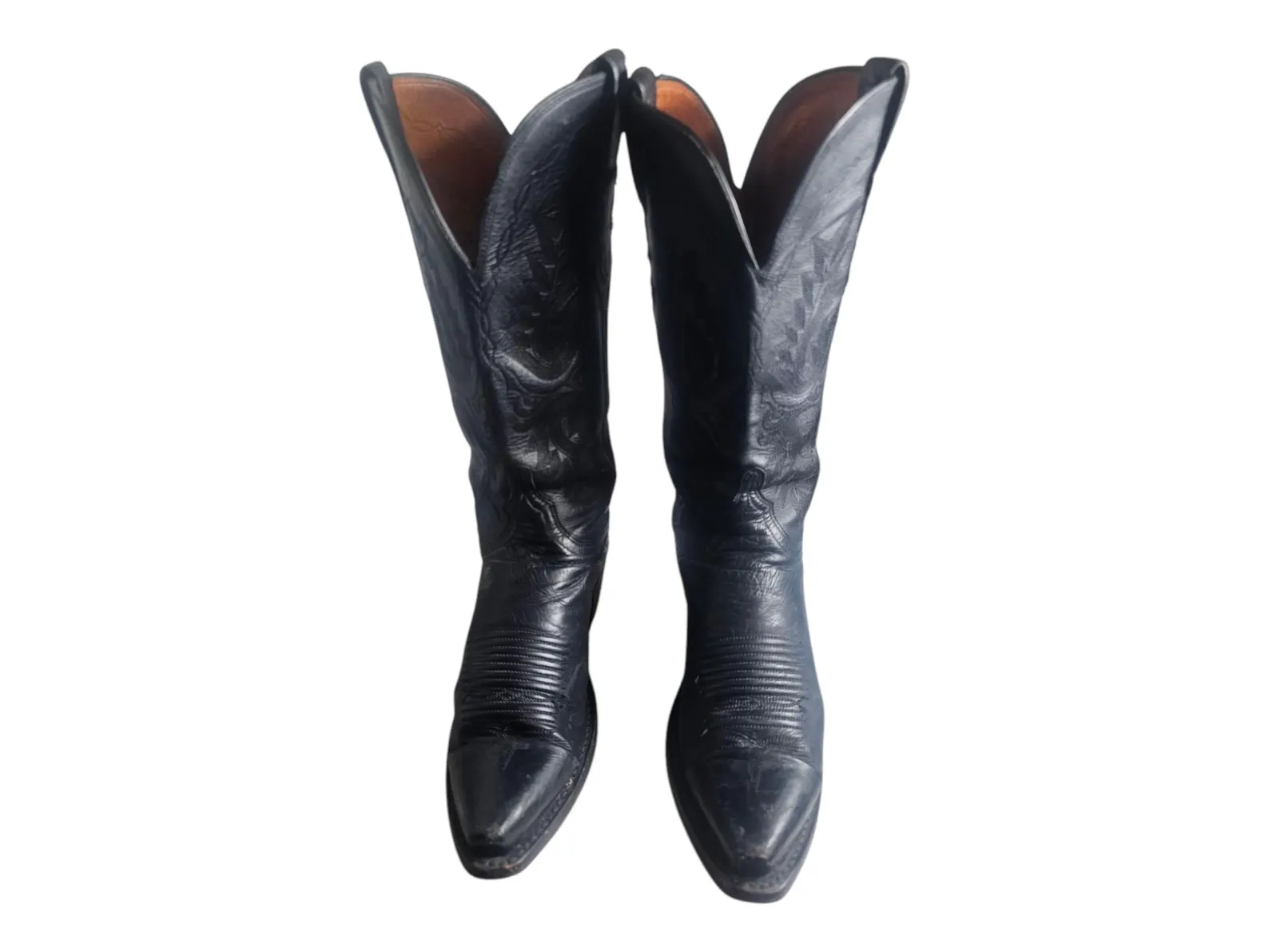 LUCCHESE Women's Cowboy Western Boots Snip Toe Soft Black on Black Leather Size 6B- 85428 - Image 9