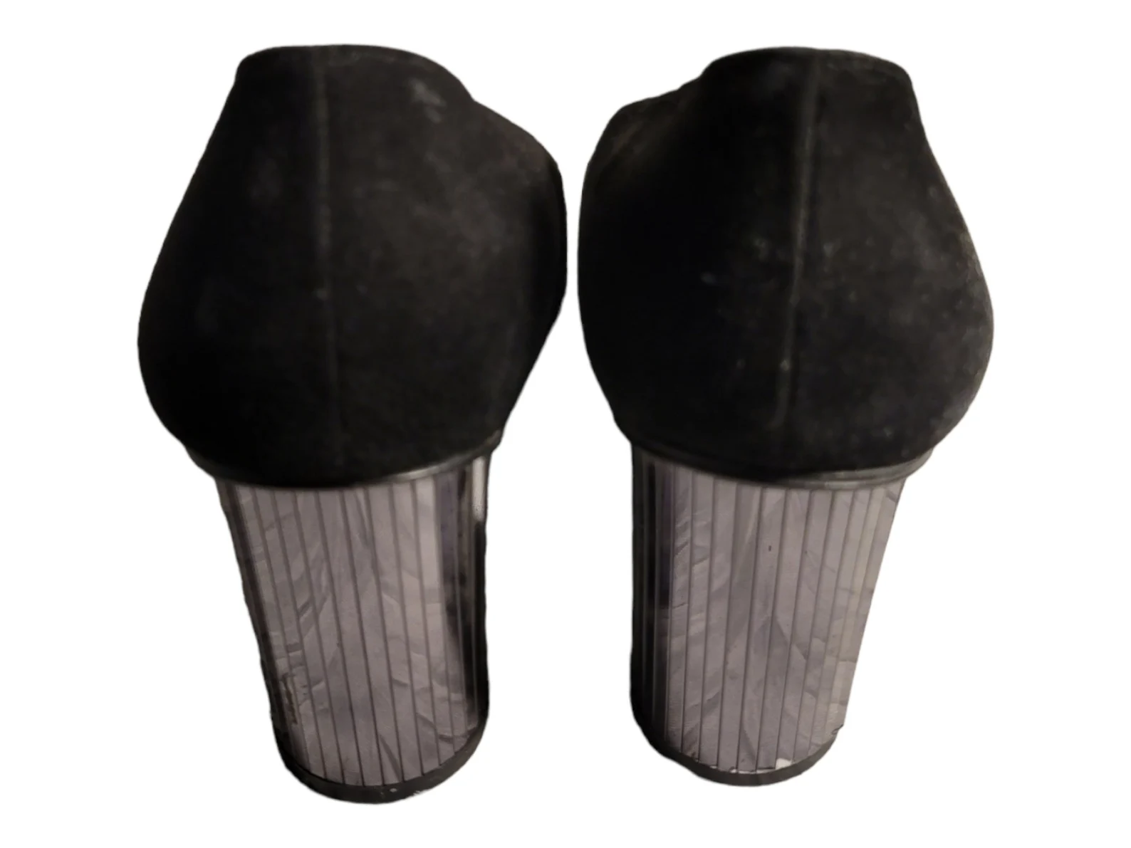 Stuart Weitzman 5 B Vintage Suede Pumps with Mirrored Heel BLACK Made In Italy - Image 7