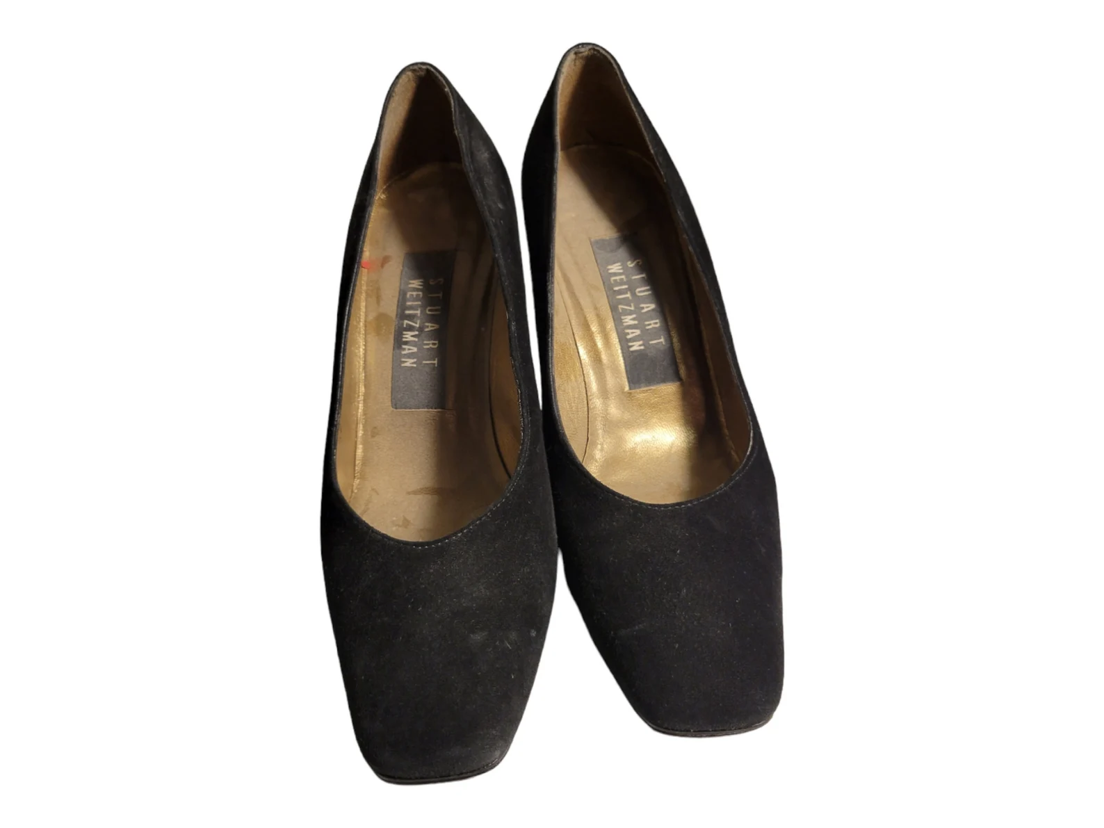 Stuart Weitzman 5 B Vintage Suede Pumps with Mirrored Heel BLACK Made In Italy - Image 4