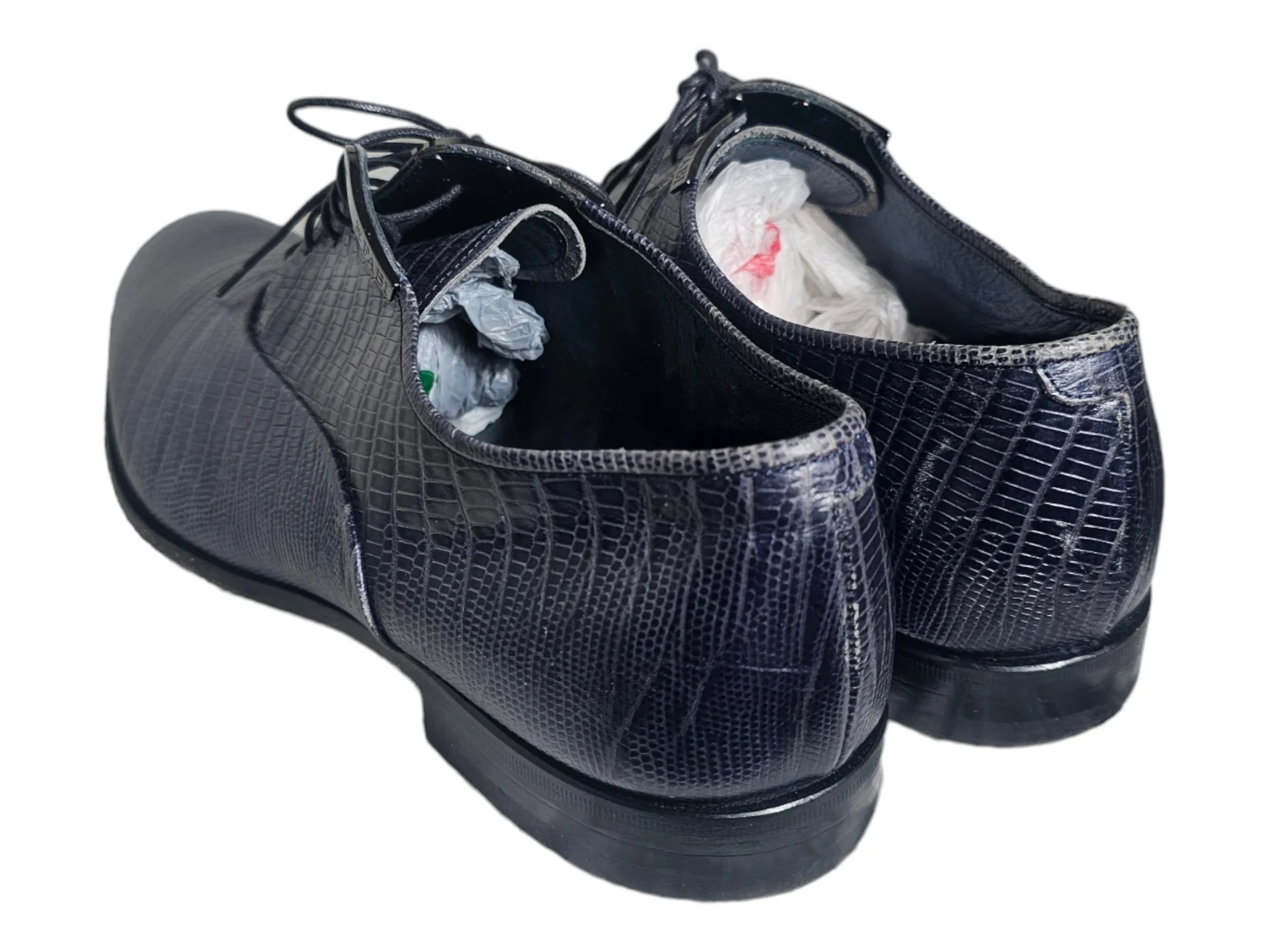 Fabi Derby Oxfords Men's Exotic Print Leather Navy Blue Shoes Italy Size EU 40 US 7 - Image 7