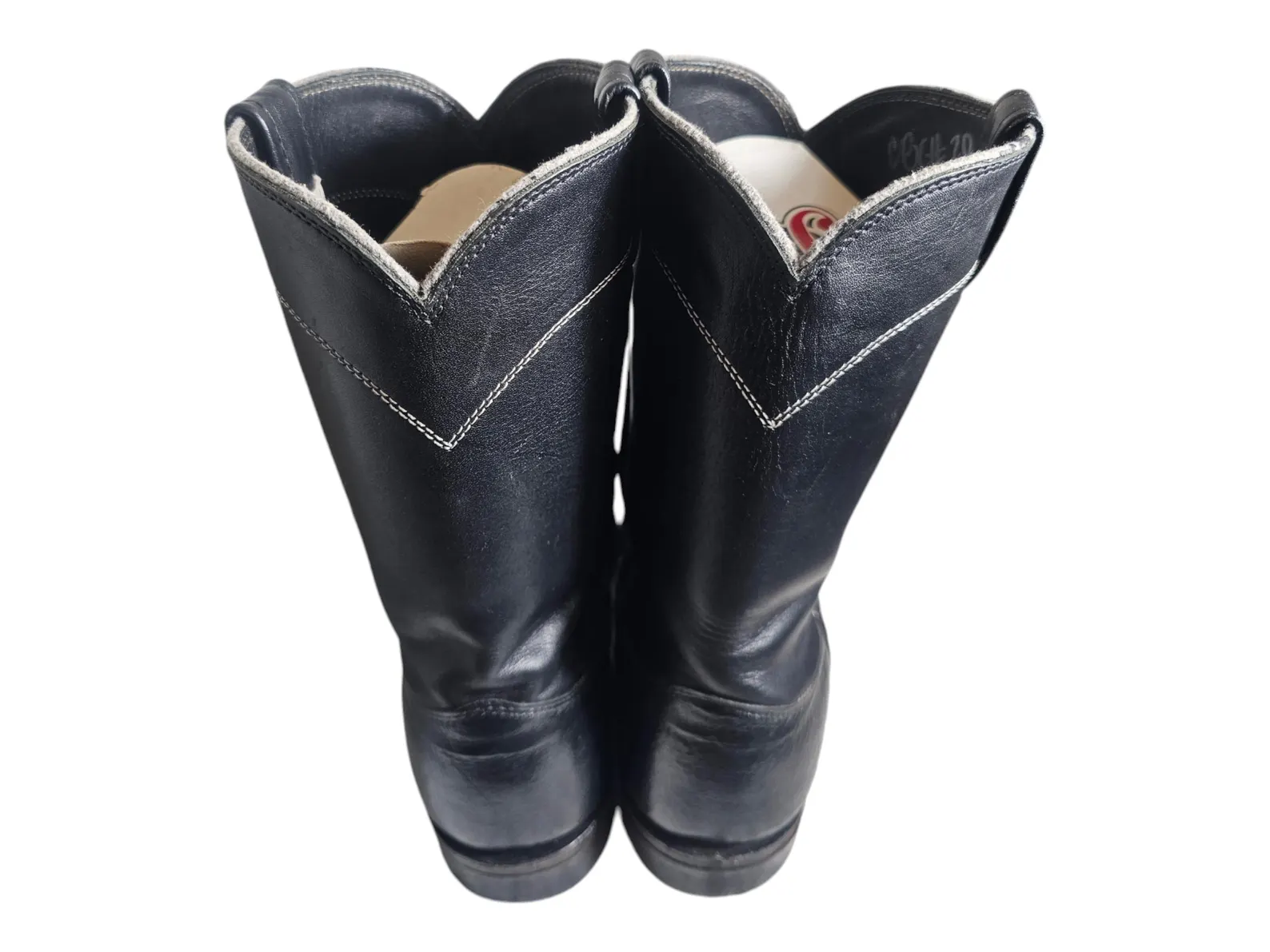 Larry Mahan Men's 9.5 D Black Exotic Leather Smooth Ostrich Ropers Cowboy Boots - Image 5
