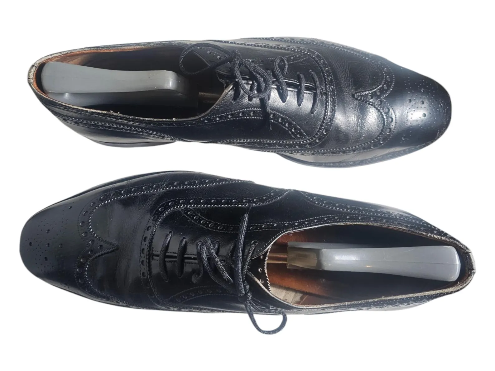 Vintage CHURCH'S Size 10.5 Black Leather Wingtip Lace Up Brogue/Rare English Dress Shoes - Image 9