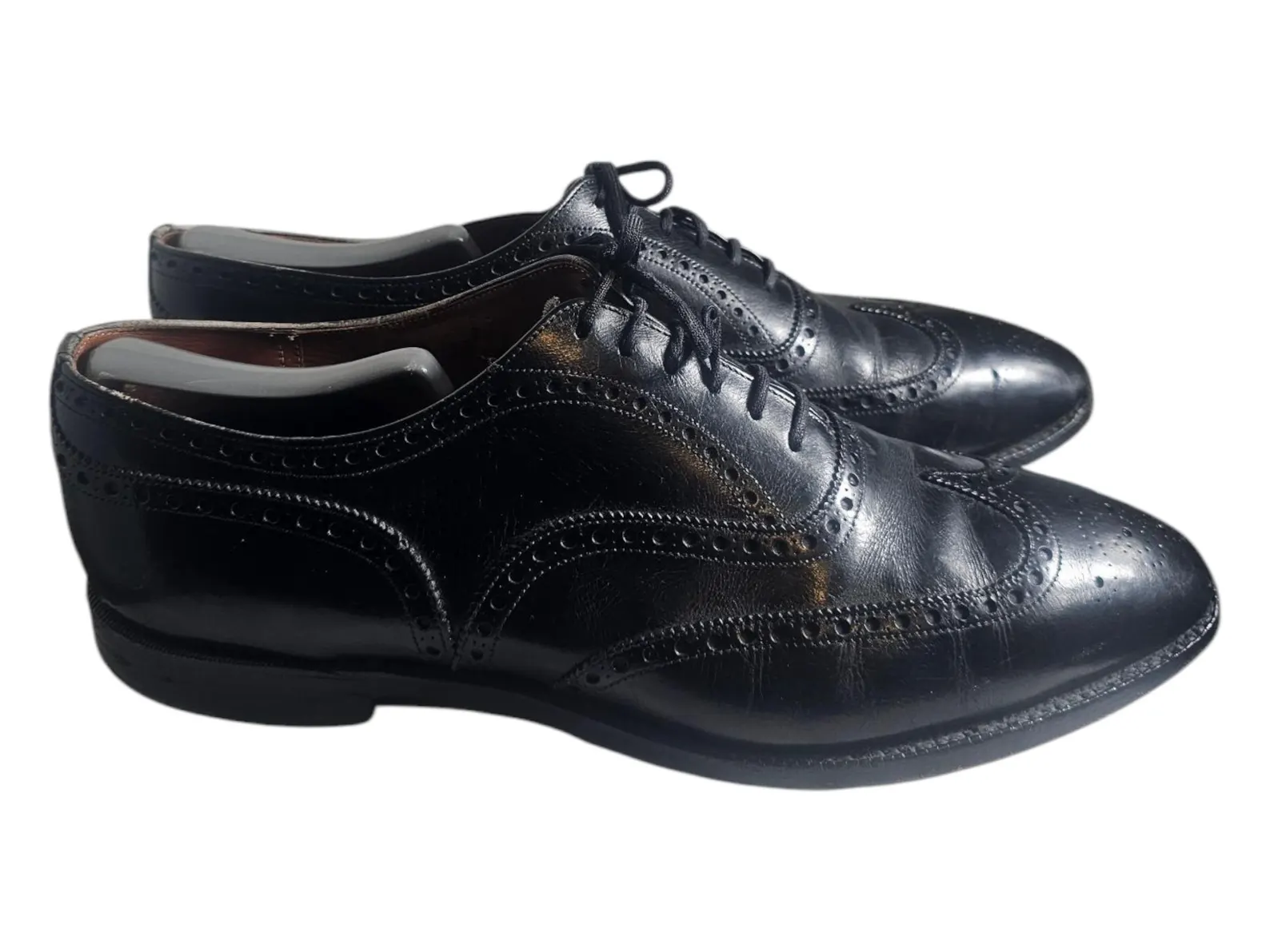 Vintage CHURCH'S Size 10.5 Black Leather Wingtip Lace Up Brogue/Rare English Dress Shoes - Image 2
