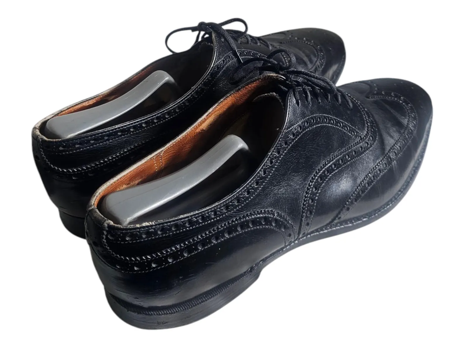 Vintage CHURCH'S Size 10.5 Black Leather Wingtip Lace Up Brogue/Rare English Dress Shoes - Image 3