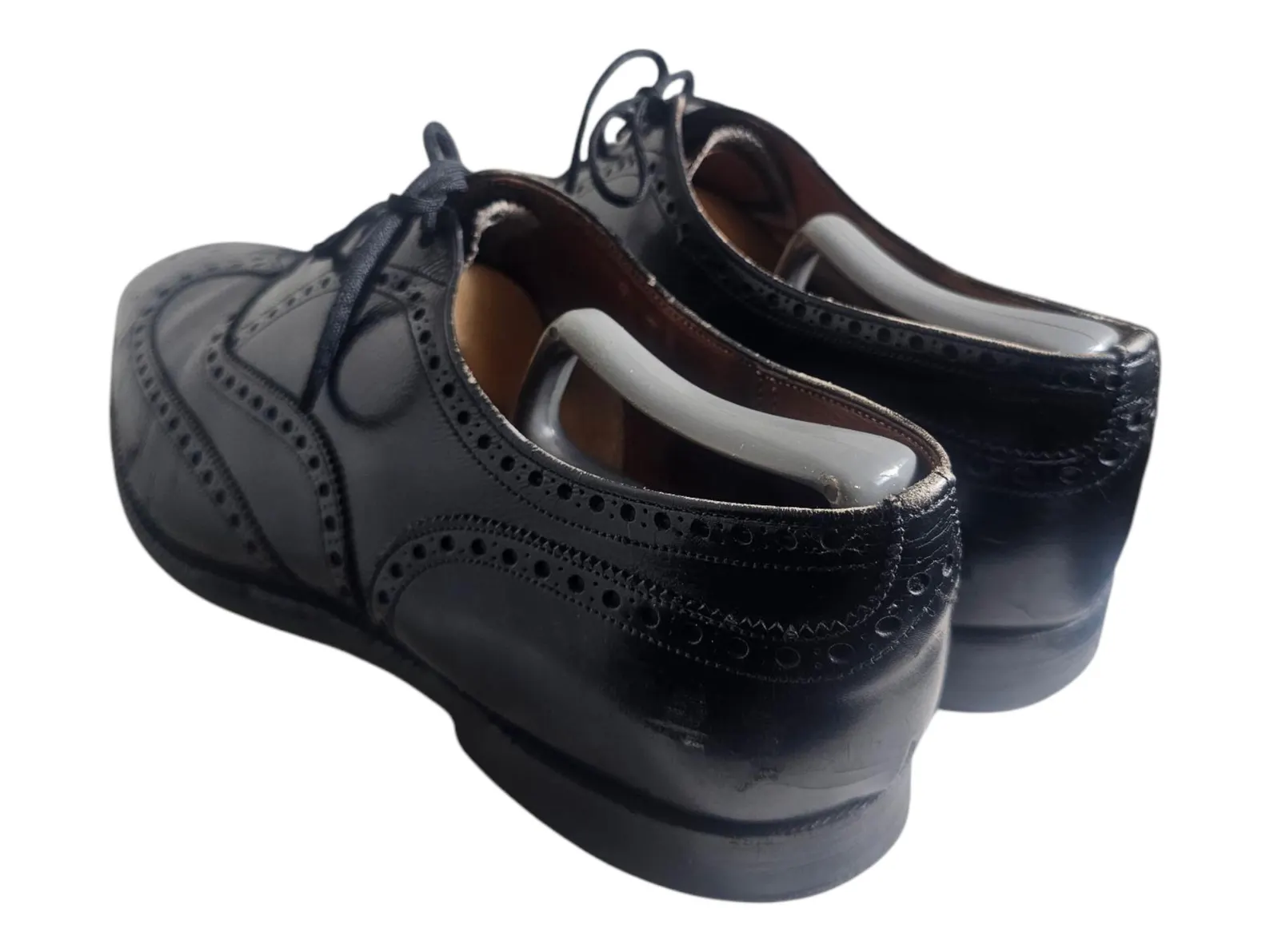 Vintage CHURCH'S Size 10.5 Black Leather Wingtip Lace Up Brogue/Rare English Dress Shoes - Image 5