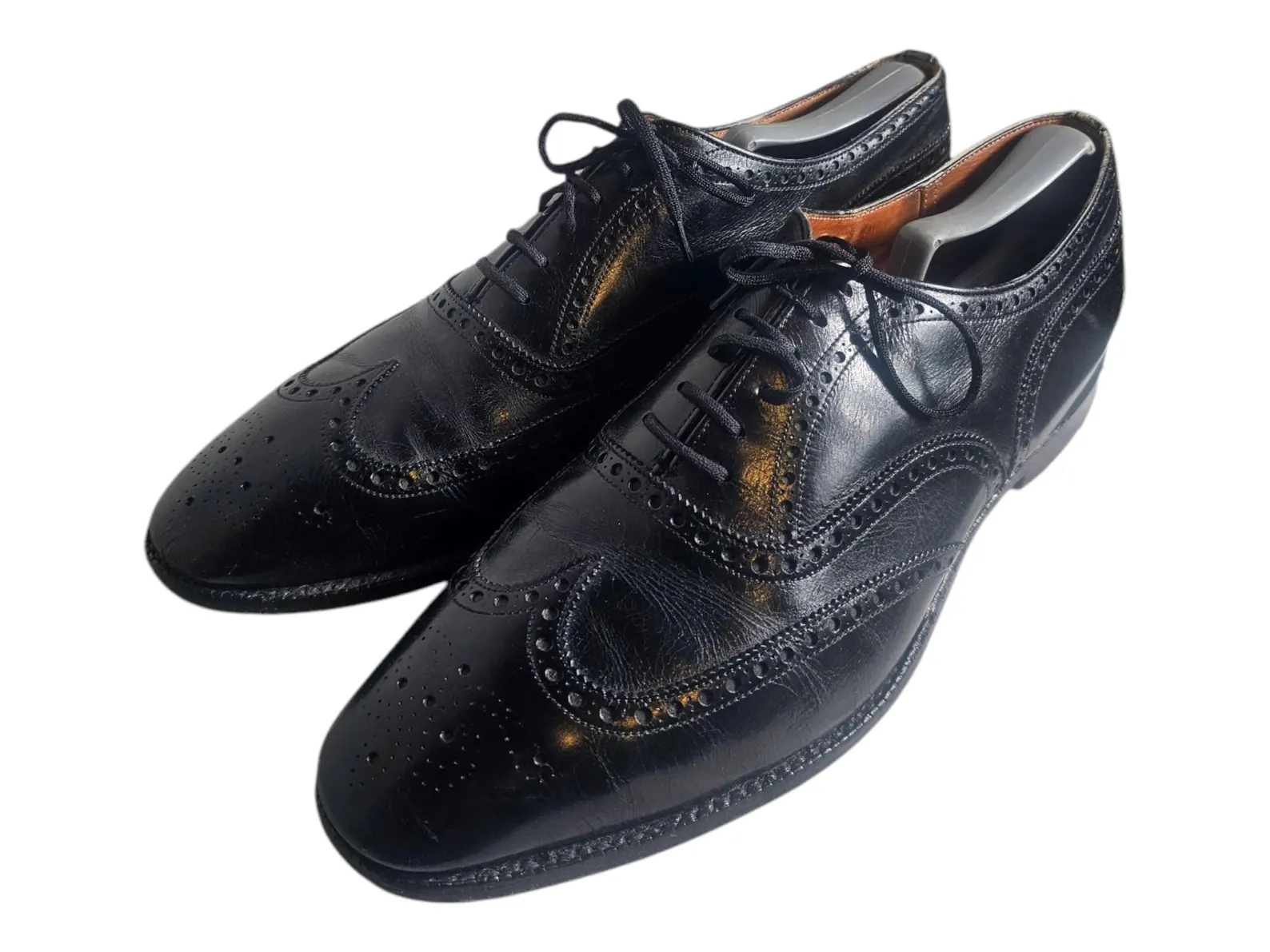 Vintage CHURCH'S Size 10.5 Black Leather Wingtip Lace Up Brogue/Rare English Dress Shoes - Image 8
