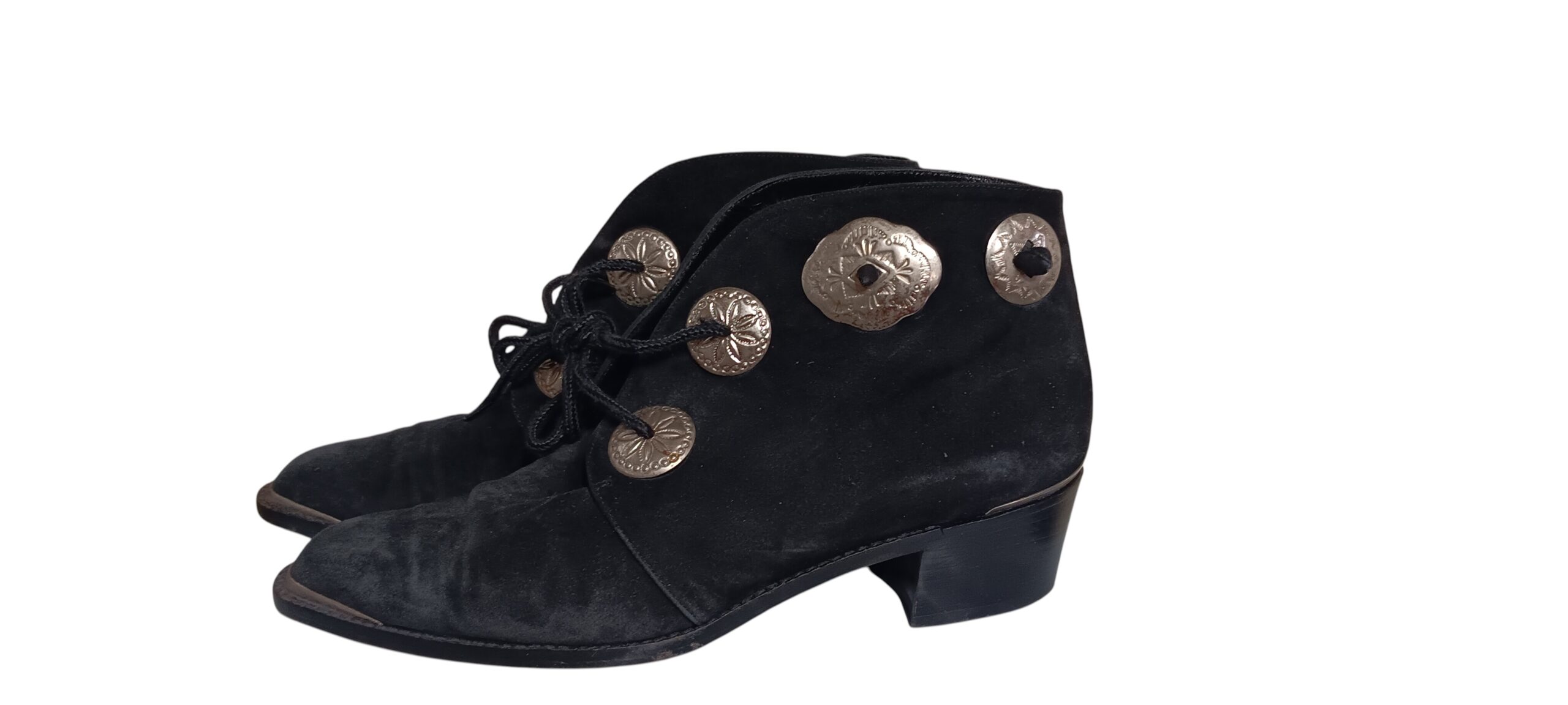 Black Western Ankle Boots w/ Silver Concho - Image 7