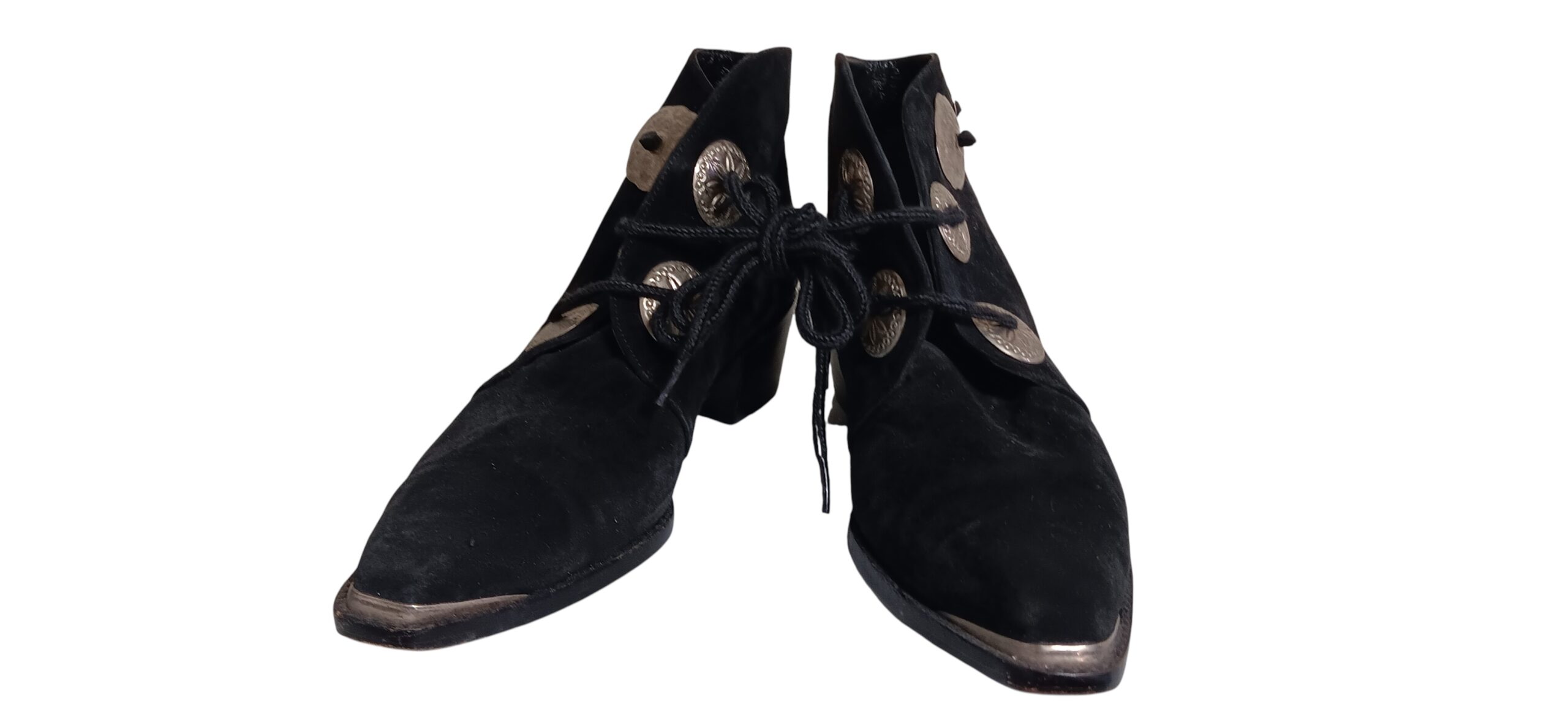 Black Western Ankle Boots w/ Silver Concho - Image 2
