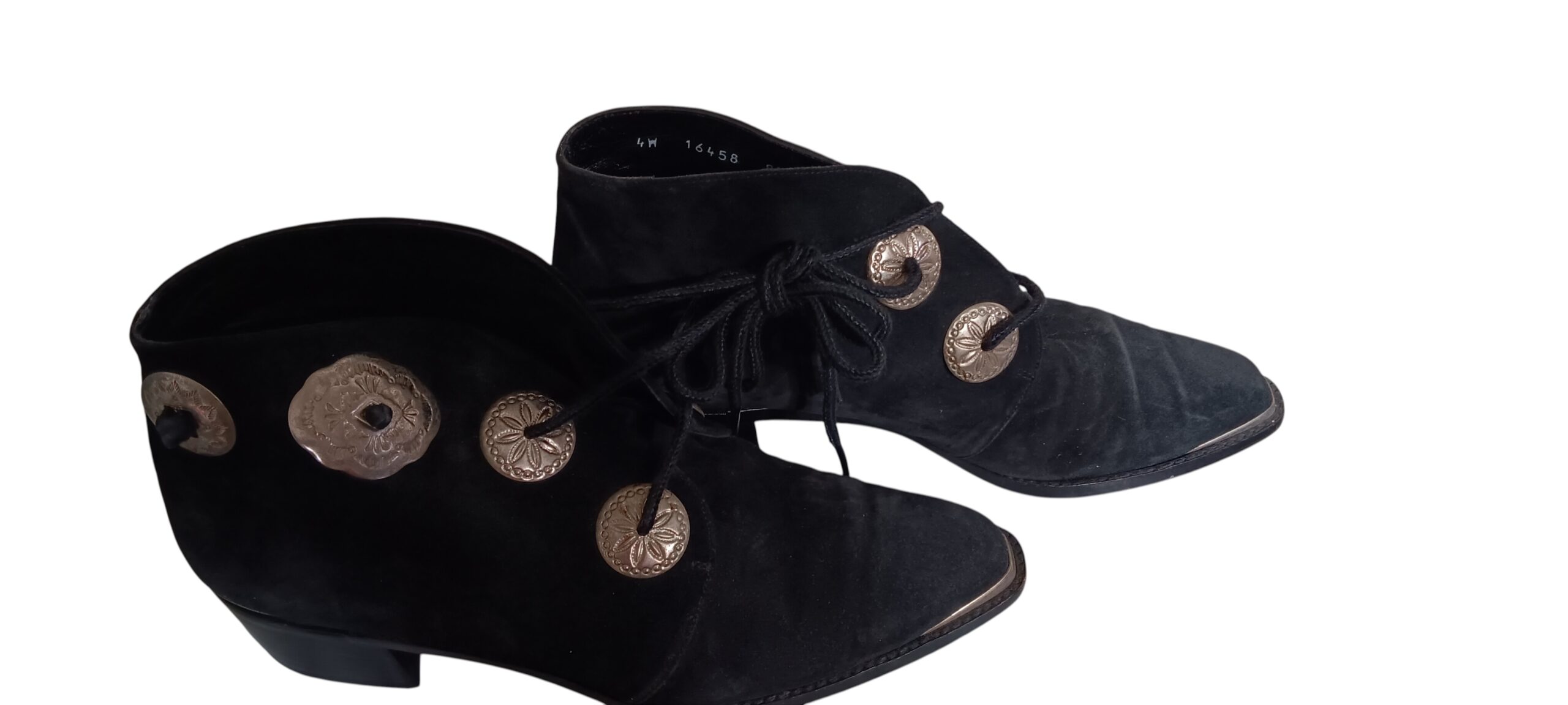 Black Western Ankle Boots w/ Silver Concho - Image 3