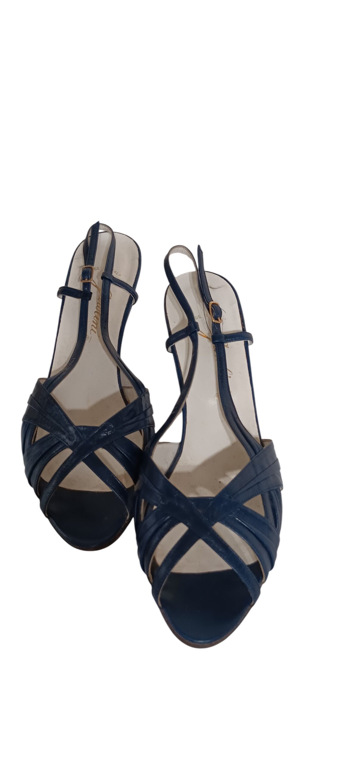 Women’s Navy Blue Strappy Slingback Heels Open Toe Sandals By Garolini Size 9M - Image 7