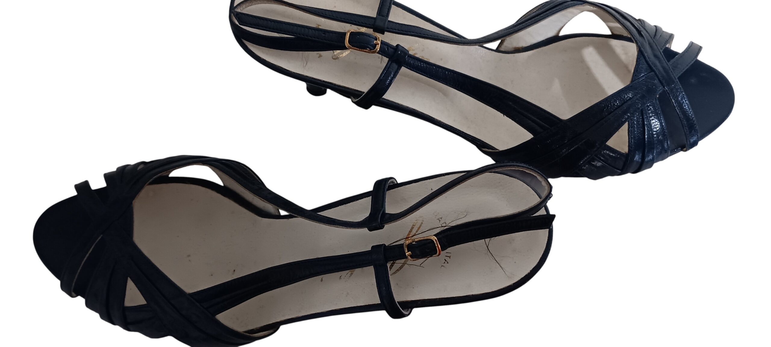 Women’s Navy Blue Strappy Slingback Heels Open Toe Sandals By Garolini Size 9M - Image 5