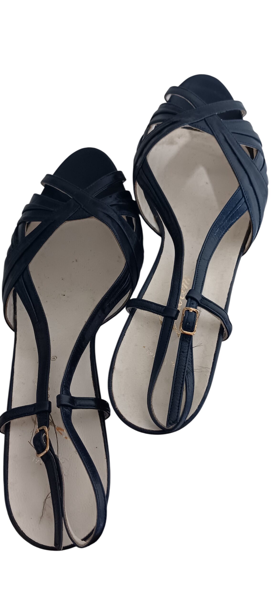 Women’s Navy Blue Strappy Slingback Heels Open Toe Sandals By Garolini Size 9M - Image 4
