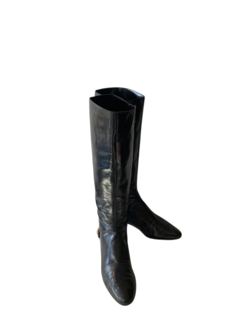 Vintage FERRAGAMO black leather boots- made in ITALY sz 8.5 b - Image 6