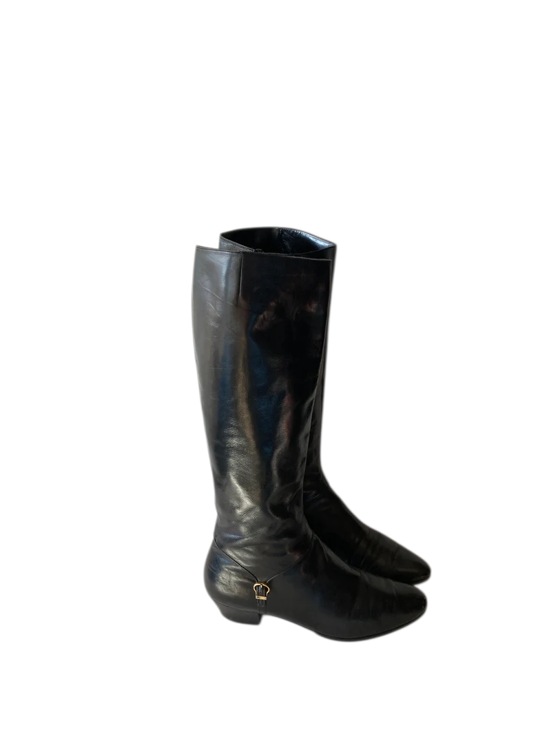 Vintage FERRAGAMO black leather boots- made in ITALY sz 8.5 b - Image 5