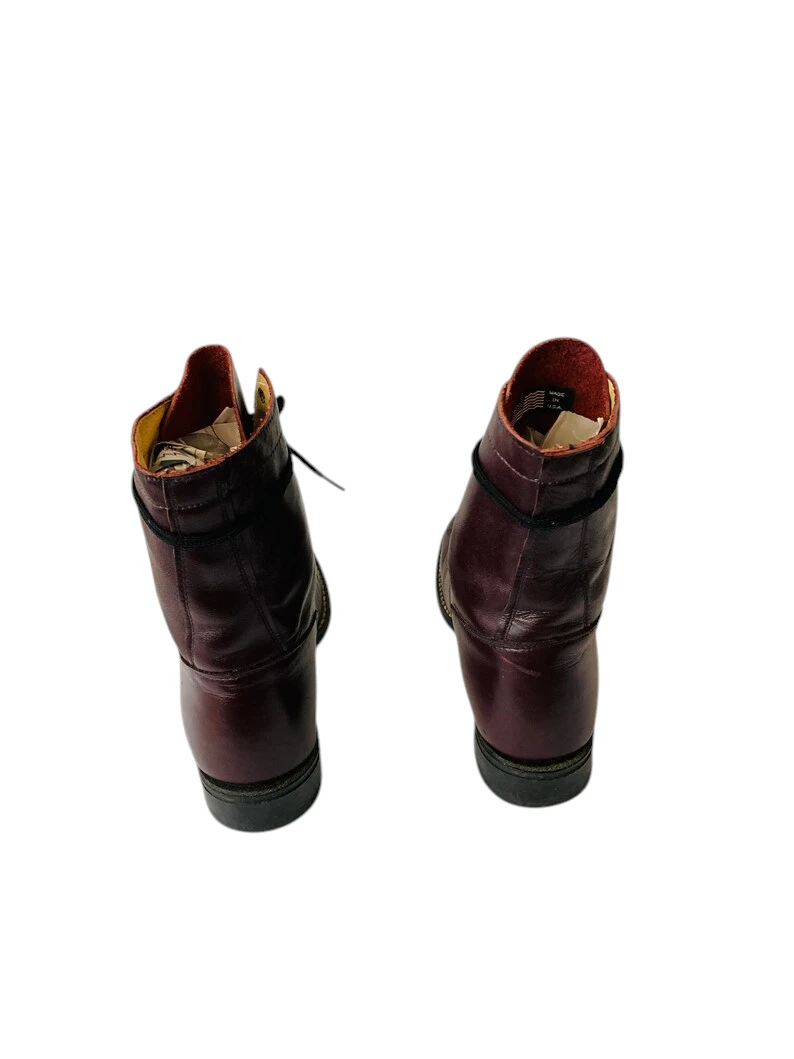 Size 6m vintage eggplant brown leather lace up granny combat boots- - Image 6