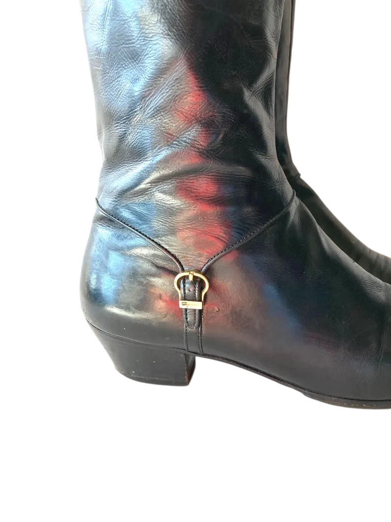 Vintage FERRAGAMO black leather boots- made in ITALY sz 8.5 b - Image 7