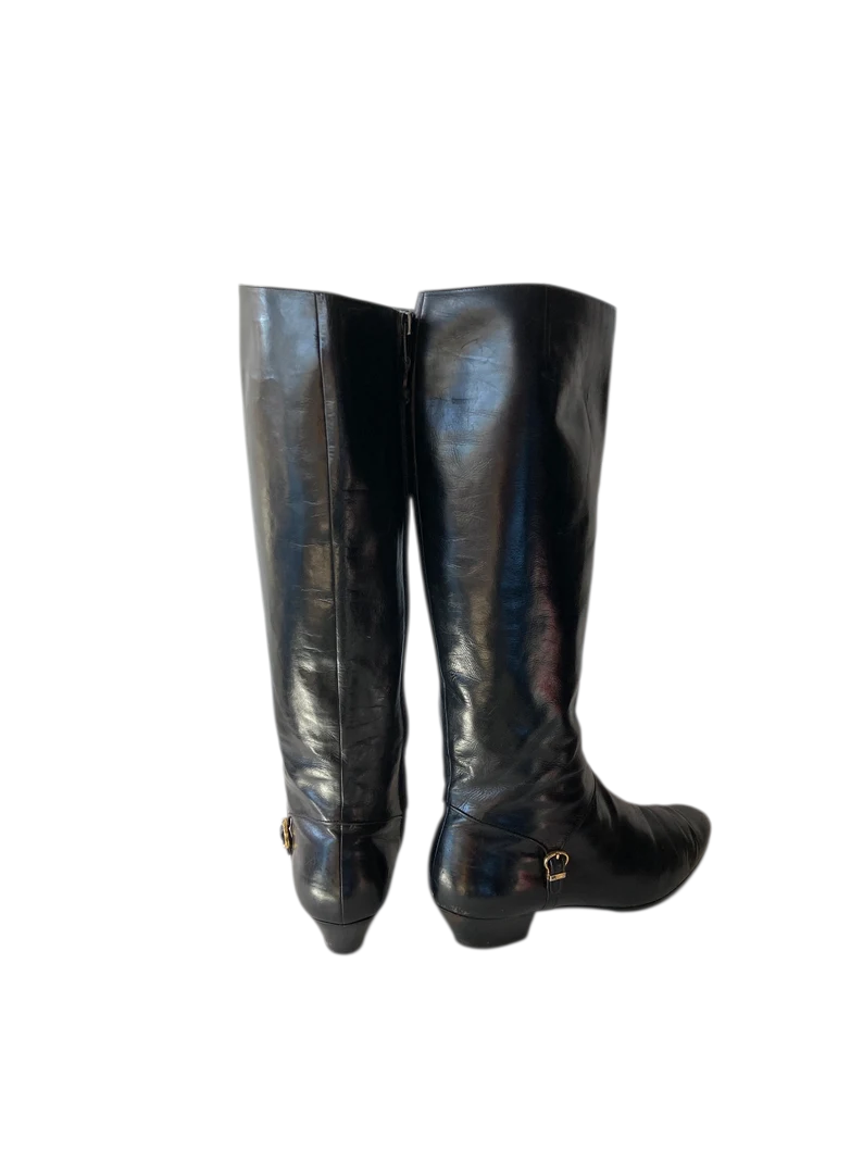 Vintage FERRAGAMO black leather boots- made in ITALY sz 8.5 b - Image 3