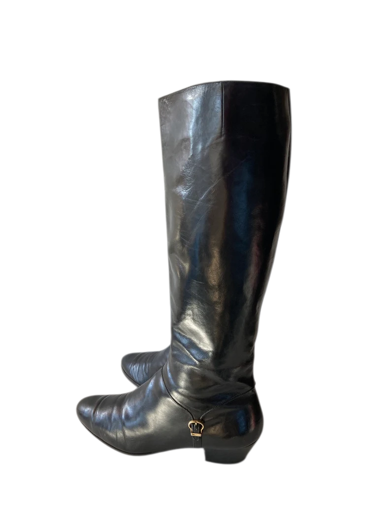 Vintage FERRAGAMO black leather boots- made in ITALY sz 8.5 b - Image 10