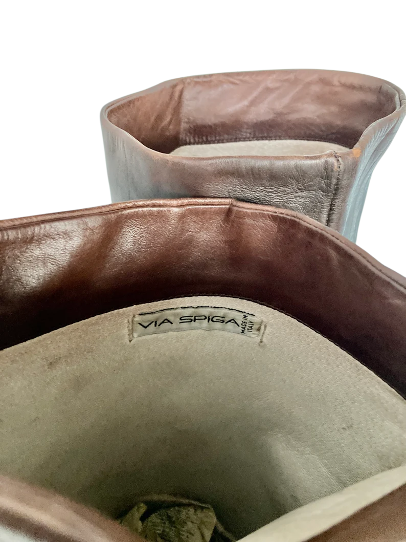 Vintage VIA SPIGA Snakeskin Leather Boots, Brown Knee High Boots, Size 8 - Image 6