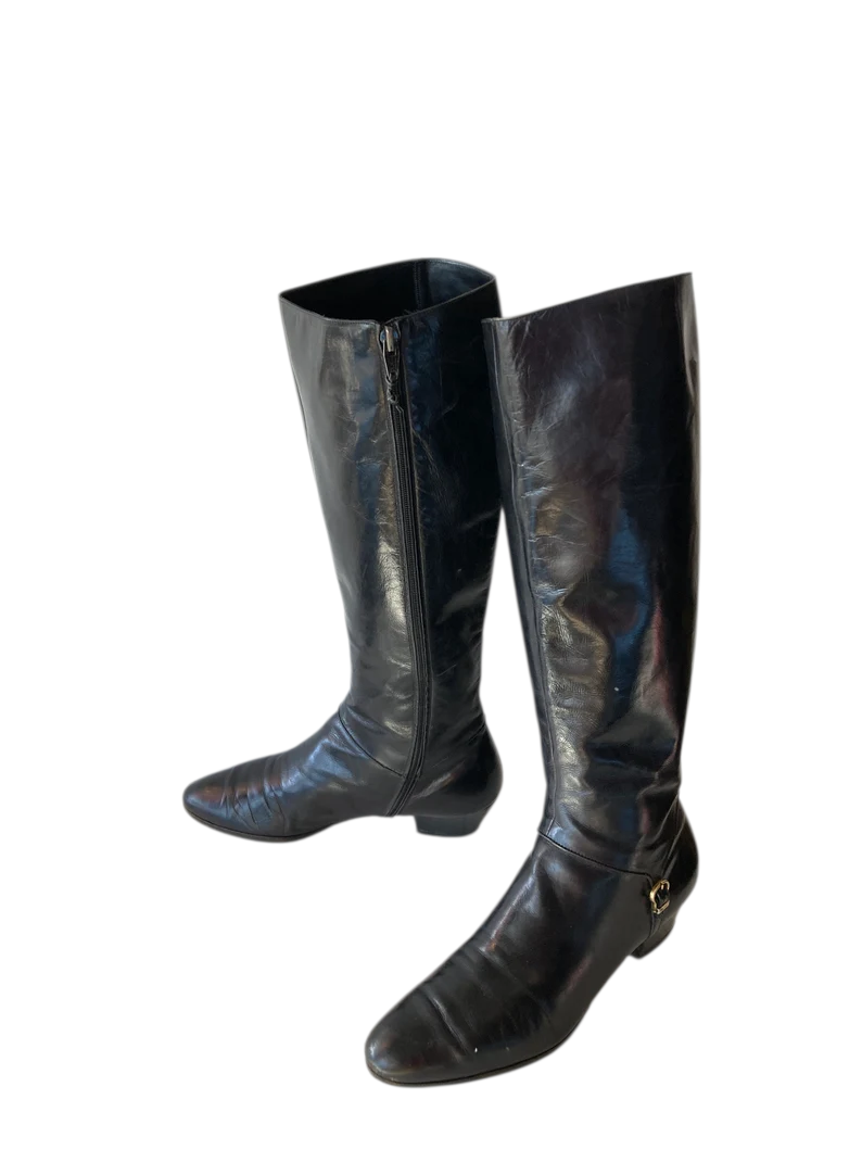 Vintage FERRAGAMO black leather boots- made in ITALY sz 8.5 b - Image 9