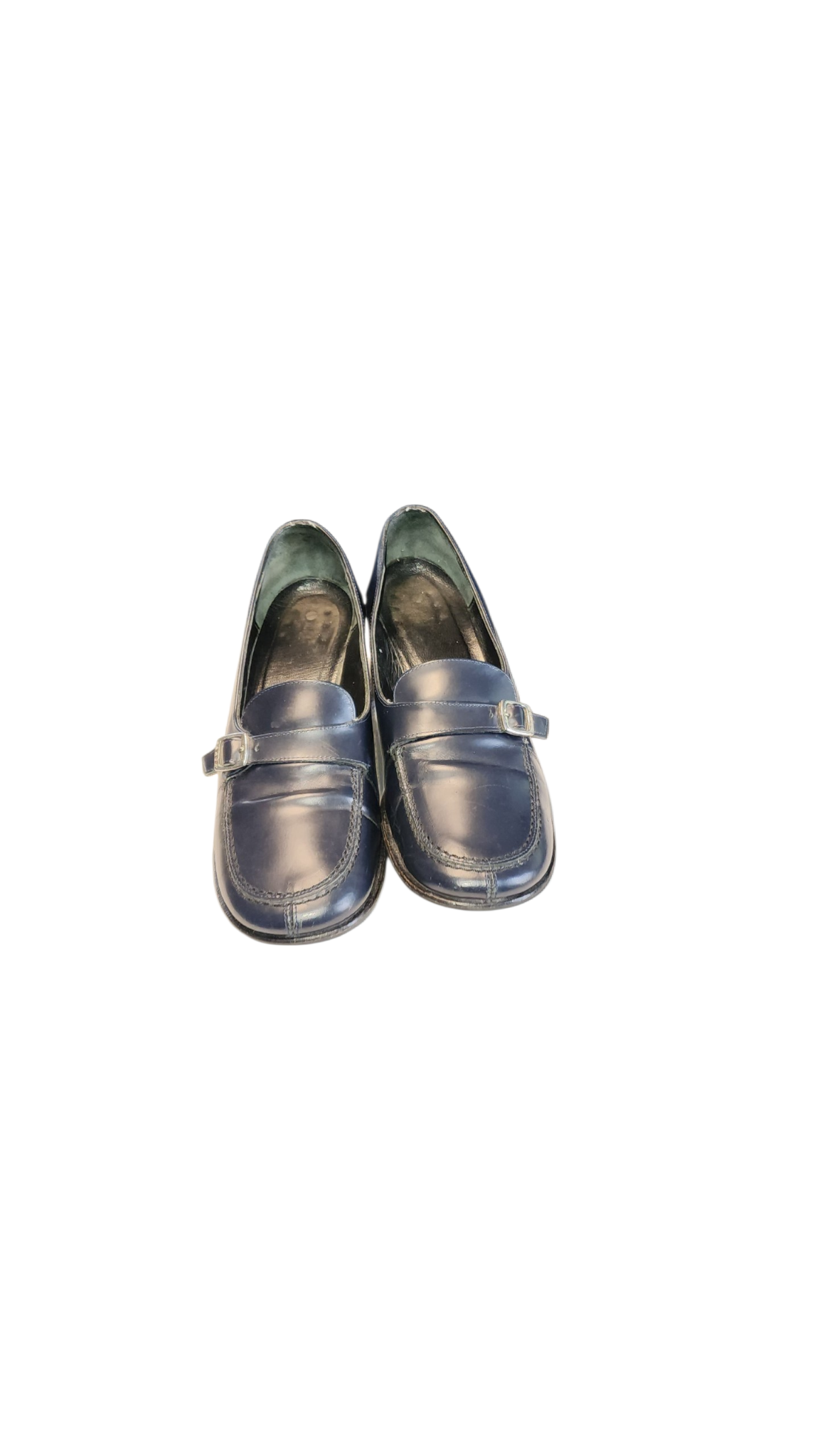 Women Vintage Leather Navy Blue Loafers By Coach Size 7 - Image 4