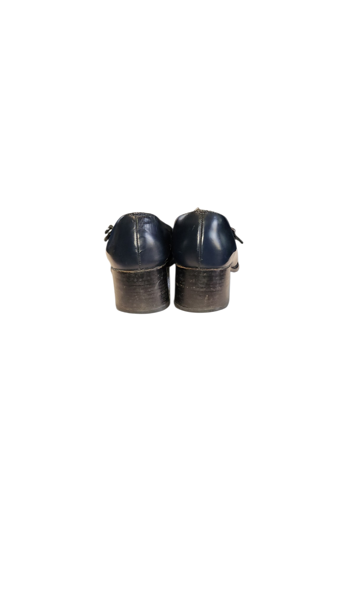 Women Vintage Leather Navy Blue Loafers By Coach Size 7 - Image 5