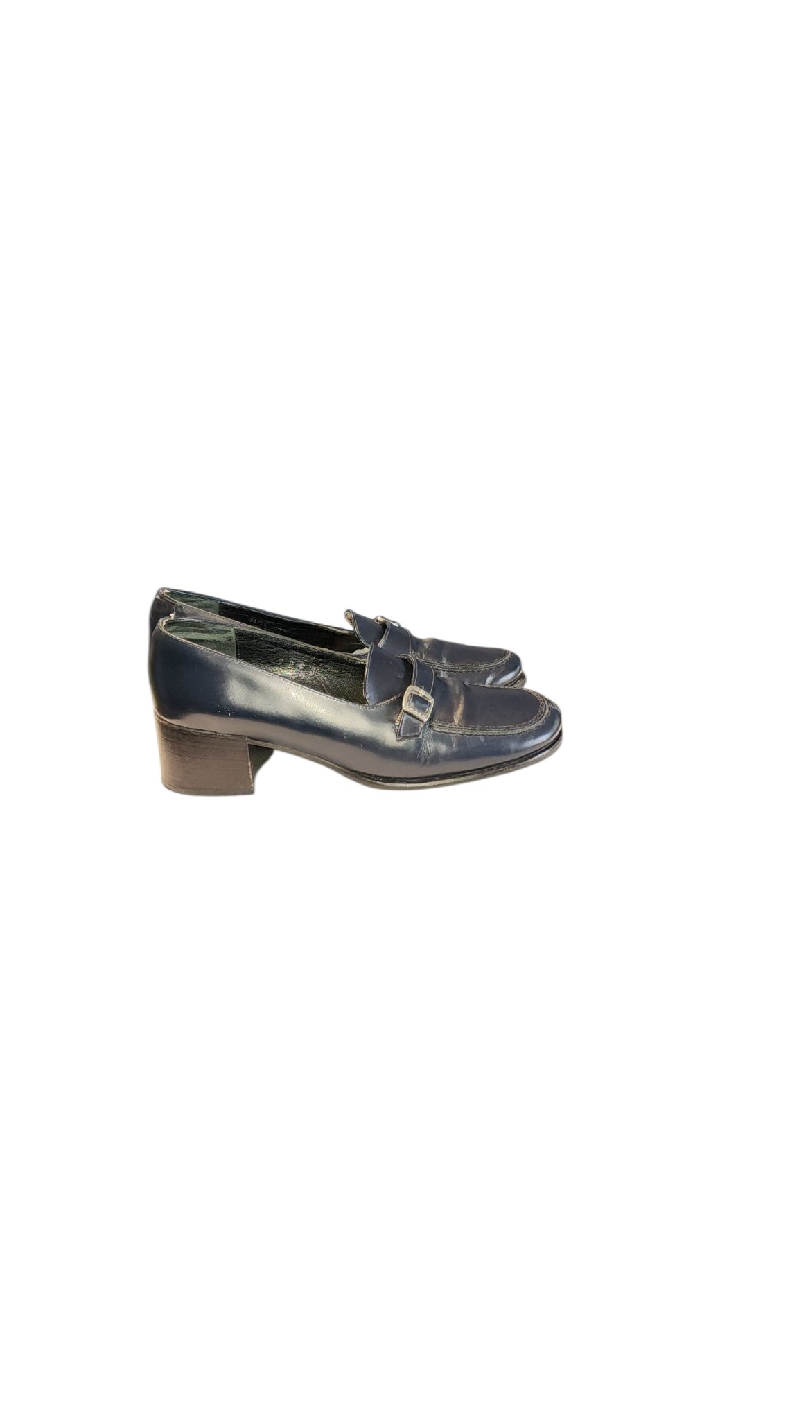 Women Vintage Leather Navy Blue Loafers By Coach Size 7 - Image 6