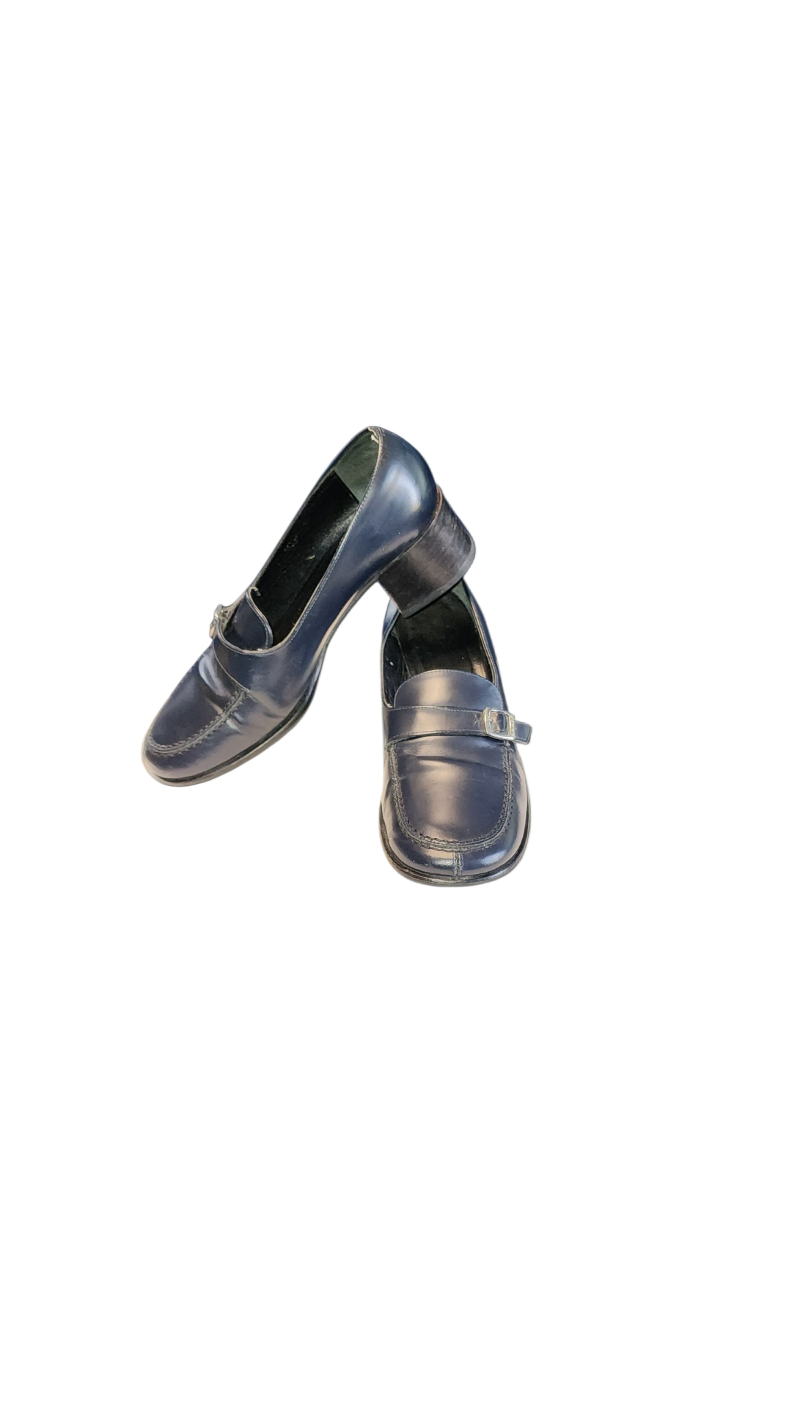 Women Vintage Leather Navy Blue Loafers By Coach Size 7 - Image 7