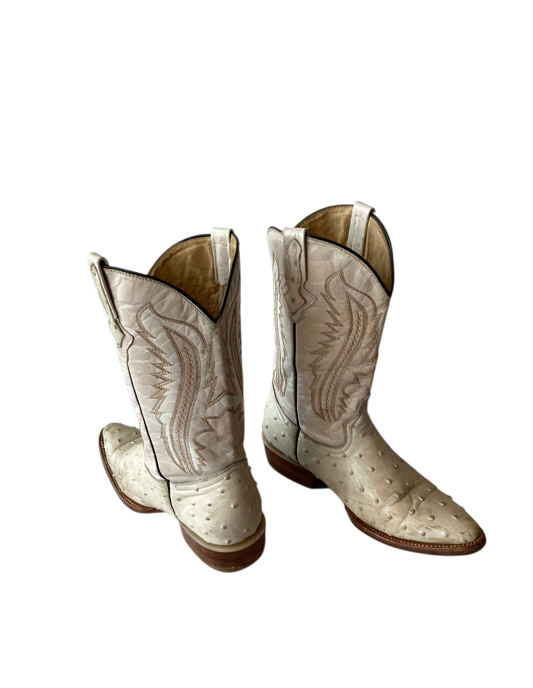 Vintage White Ostrich Leather Cowboy Boots By El Pajuelo- Western Chic Size 6 - Image 8