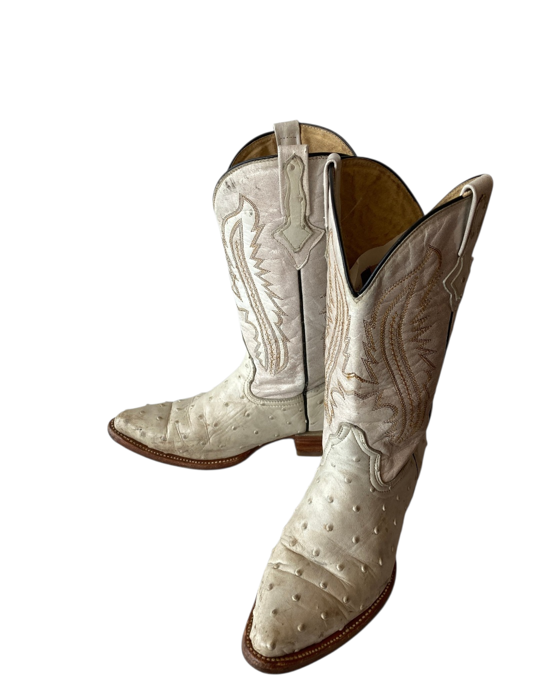 Vintage White Ostrich Leather Cowboy Boots By El Pajuelo- Western Chic Size 6 - Image 7