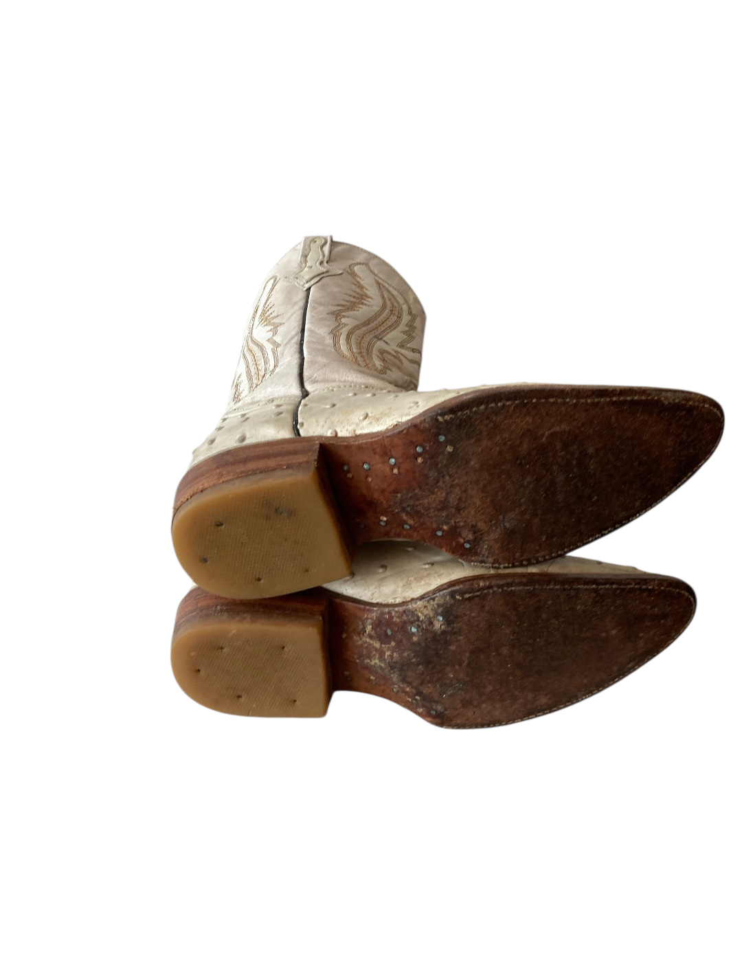 Vintage White Ostrich Leather Cowboy Boots By El Pajuelo- Western Chic Size 6 - Image 11