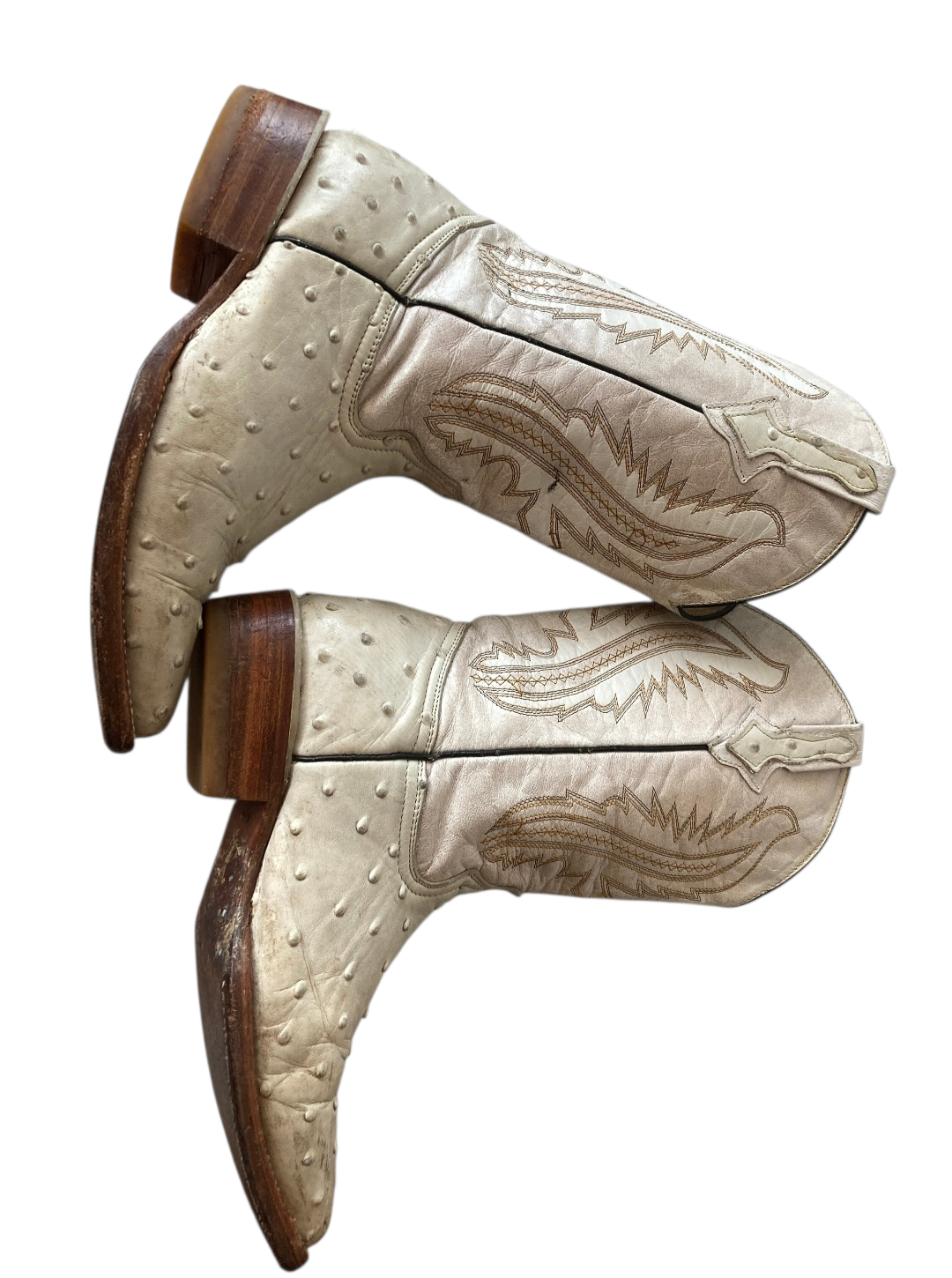 Vintage White Ostrich Leather Cowboy Boots By El Pajuelo- Western Chic Size 6 - Image 2