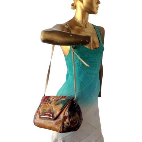 Vintage 80s Snakeskin & Lizard Print Leather Purse - Sharif USA