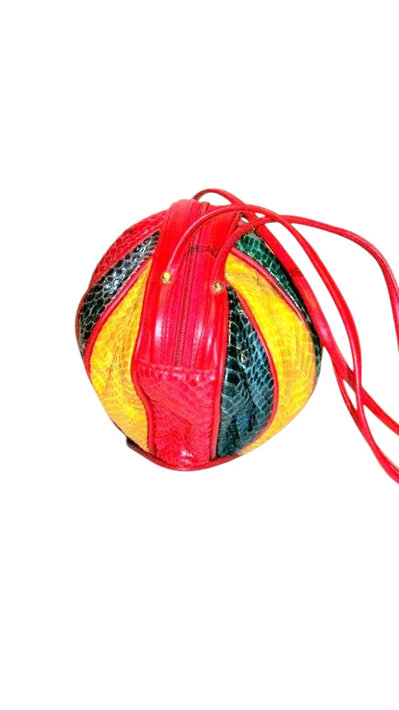 Vintage 80S Mix Color Snakeskin and Leather Purse - Image 3