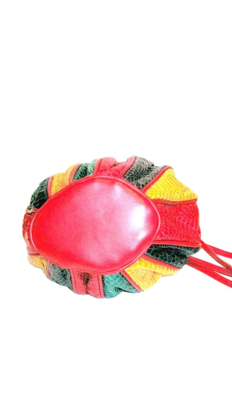 Vintage 80S Mix Color Snakeskin and Leather Purse - Image 4