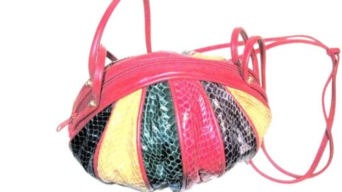 Vintage 80S Mix Color Snakeskin and Leather Purse